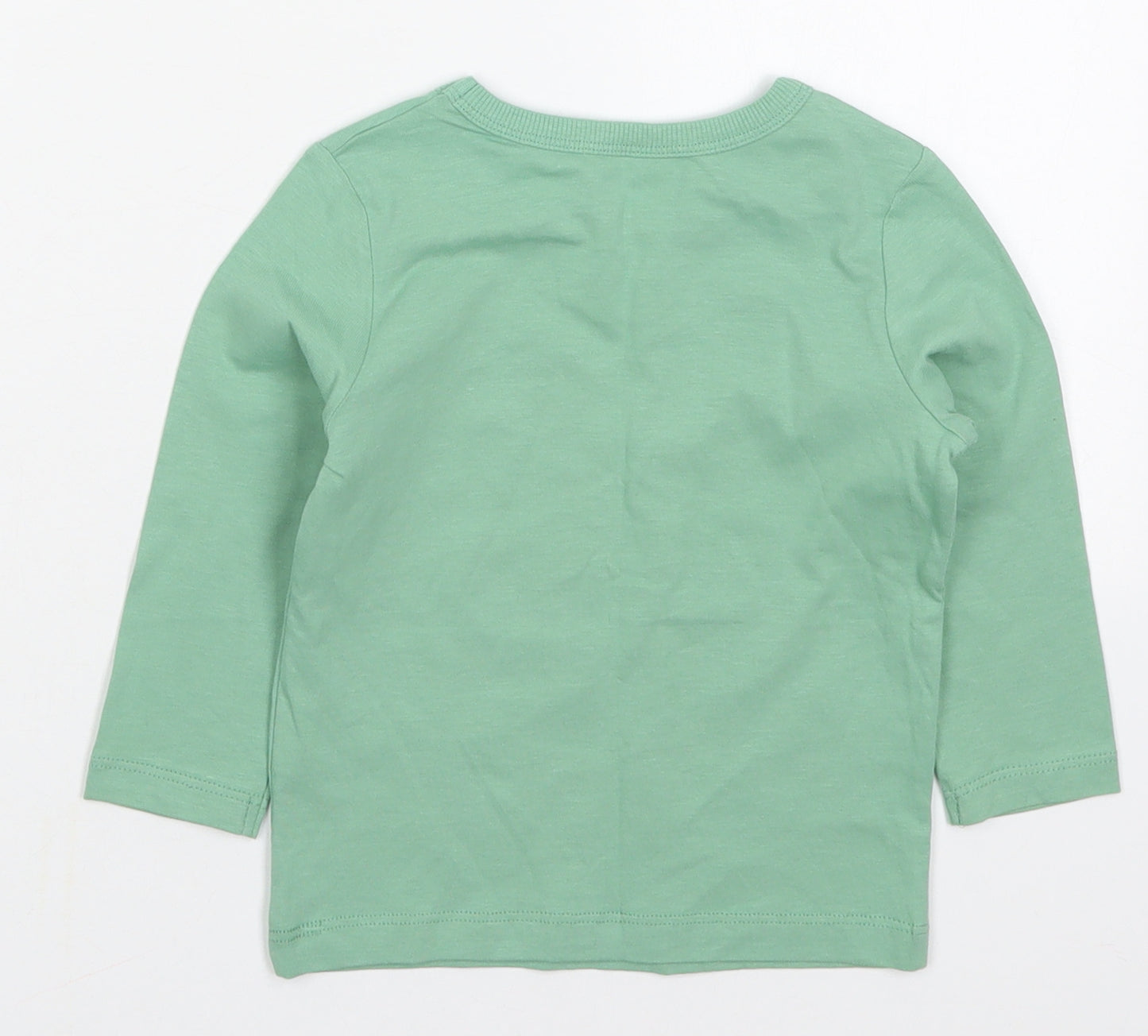 George Boys Green  Cotton Basic T-Shirt Size 12-18 Months Crew Neck Pullover - Dinosaur