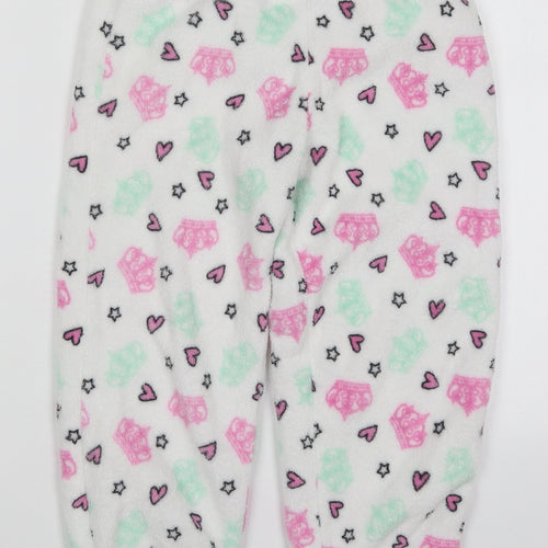 B&M Girls White Geometric Polyester Sweatpants Trousers Size 6-7 Years  Regular  - Crown Pyjama Pants