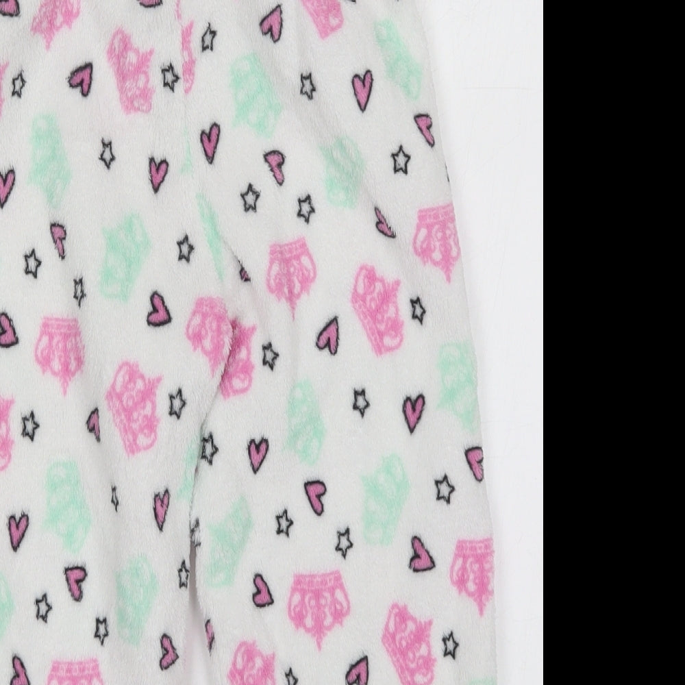 B&M Girls White Geometric Polyester Sweatpants Trousers Size 6-7 Years  Regular  - Crown Pyjama Pants