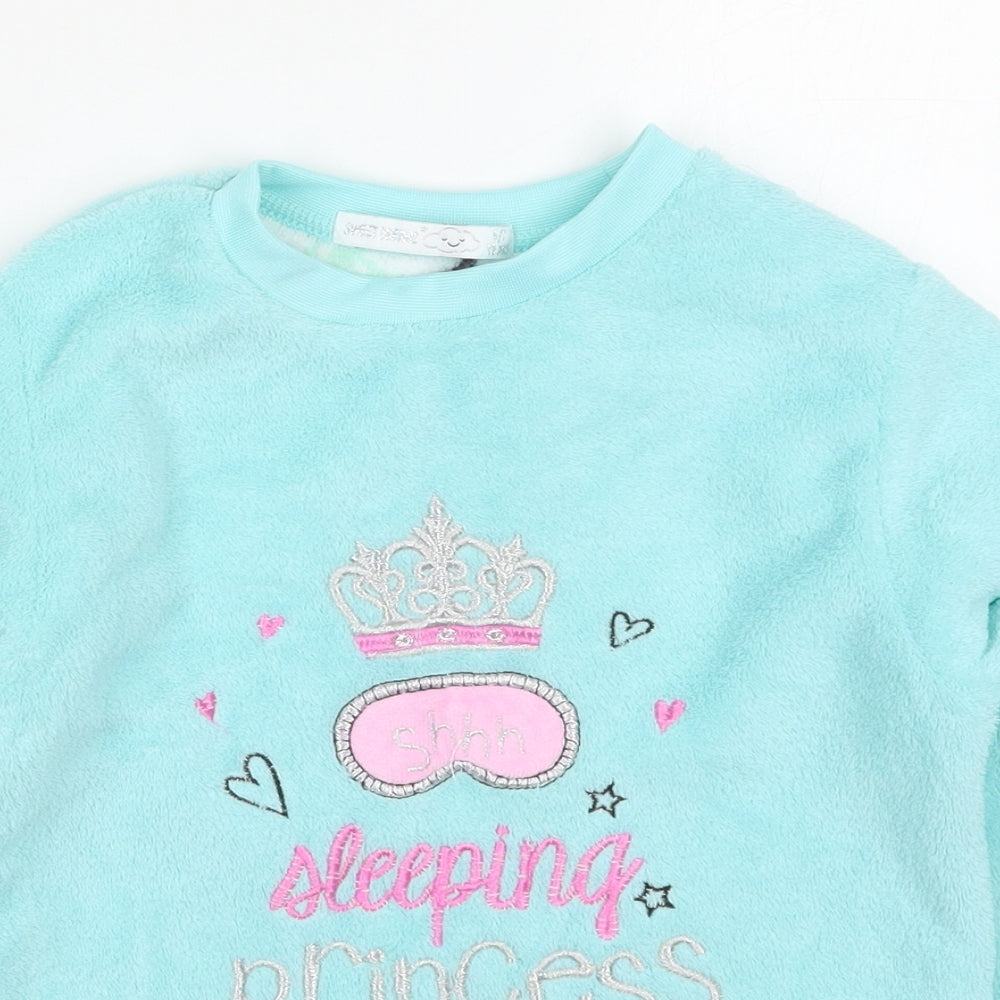 B&M Girls Blue Solid Polyester Top Pyjama Top Size 6-7 Years  Pullover - Sleeping Princess