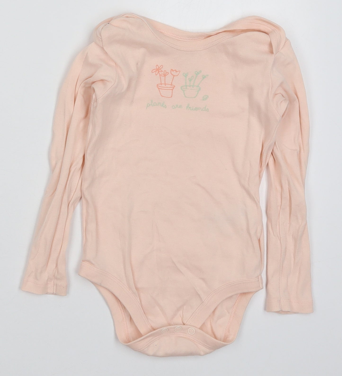 Lupilu Girls Pink  Cotton Bodysuit One-Piece Size 3-4 Years  Button - Plants are Friends