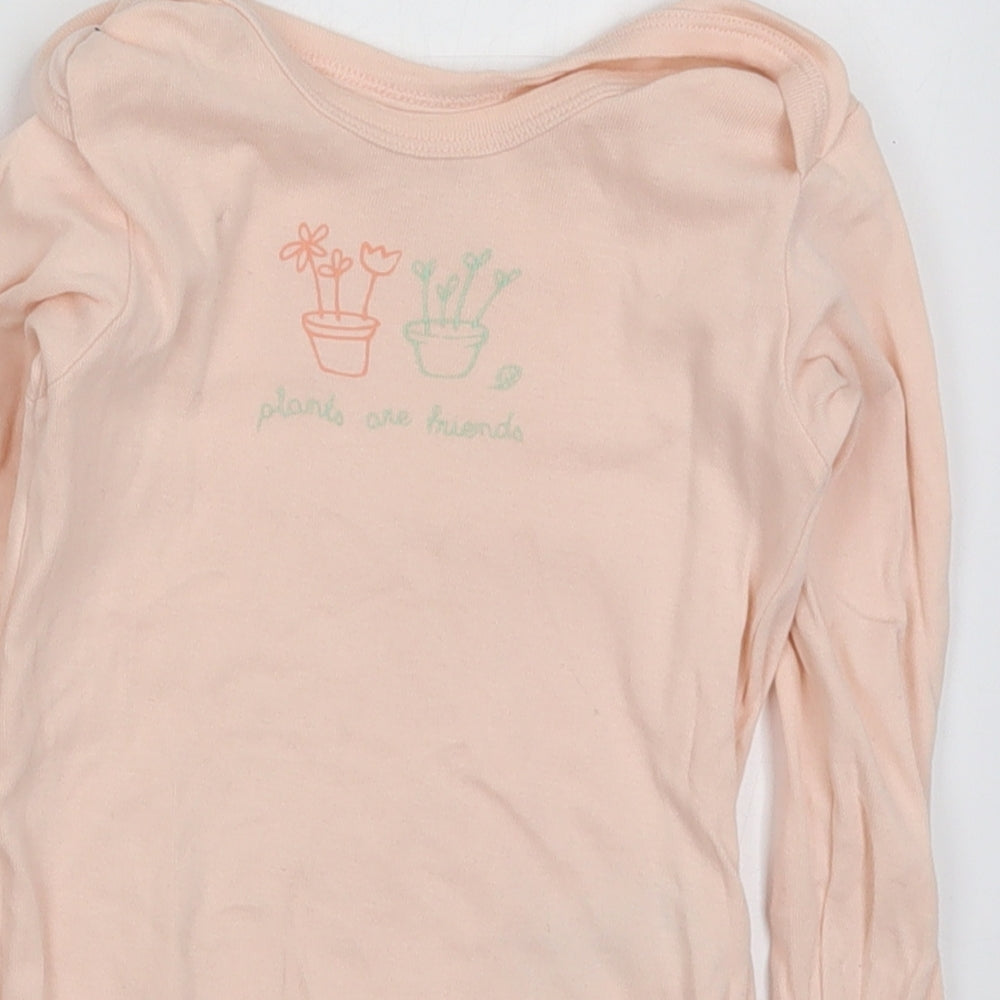 Lupilu Girls Pink  Cotton Bodysuit One-Piece Size 3-4 Years  Button - Plants are Friends