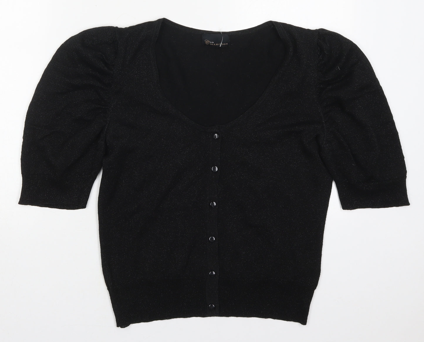 Evie Womens Black Round Neck  Acrylic Cardigan Jumper Size 14