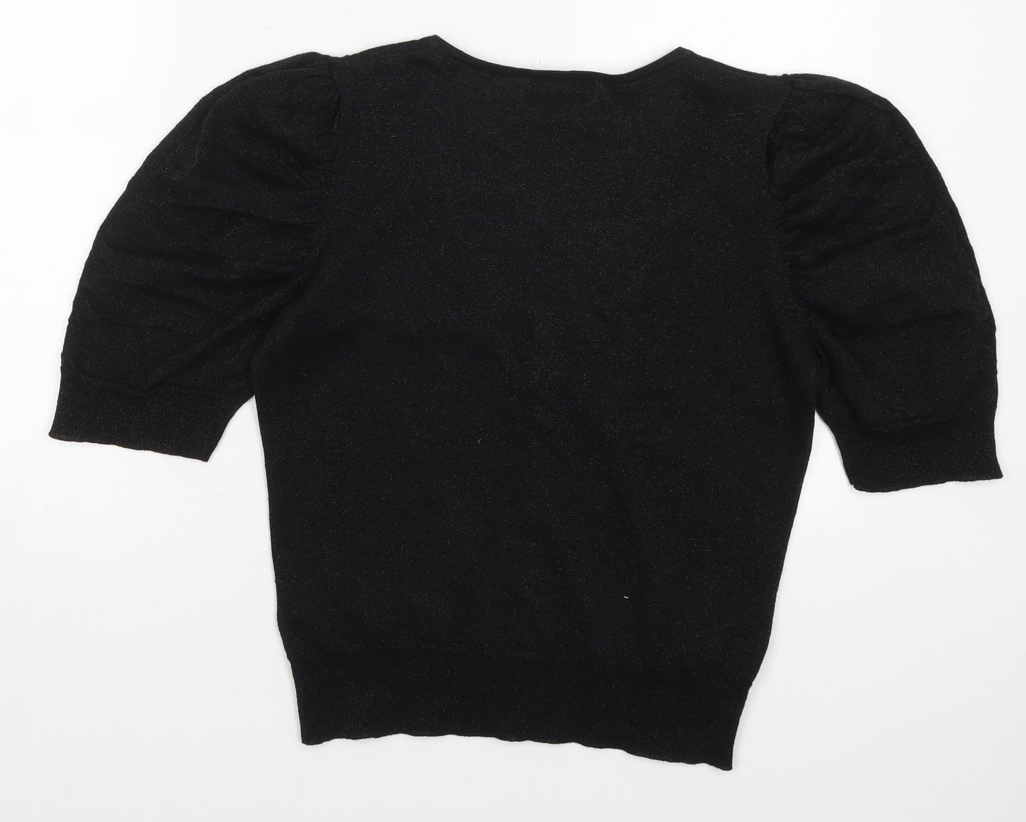 Evie Womens Black Round Neck  Acrylic Cardigan Jumper Size 14