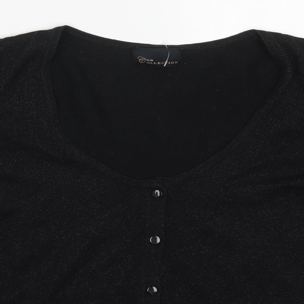 Evie Womens Black Round Neck  Acrylic Cardigan Jumper Size 14