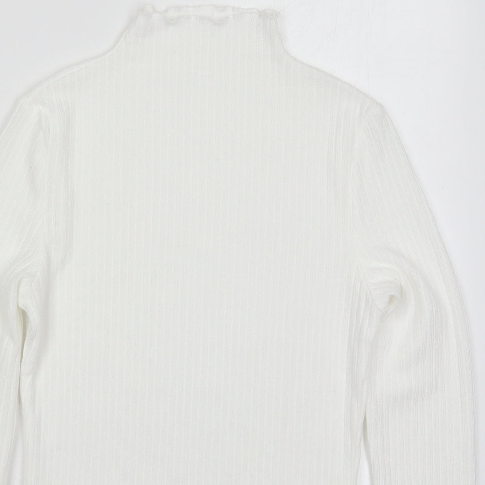 SheIn Womens White  Polyester Basic T-Shirt Size S Mock Neck