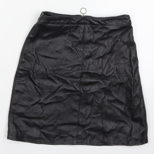 Atmosphere Womens Black  Polyurethane A-Line Skirt Size 4   Zip