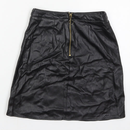 Atmosphere Womens Black  Polyurethane A-Line Skirt Size 4   Zip