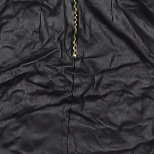 Atmosphere Womens Black  Polyurethane A-Line Skirt Size 4   Zip
