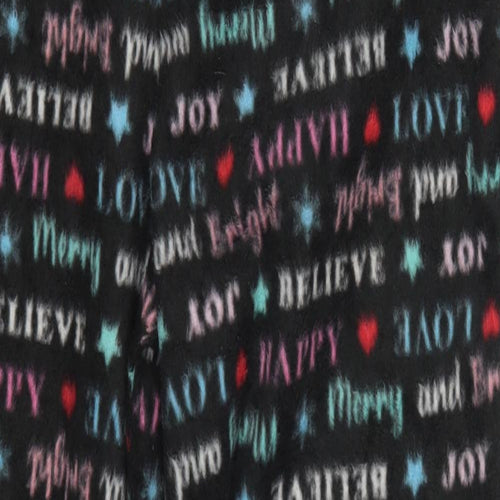 Studio Womens Black Geometric Polyester Trousers  Size 12 L27 in Regular  - Happy Love Believe Pyjama Pants