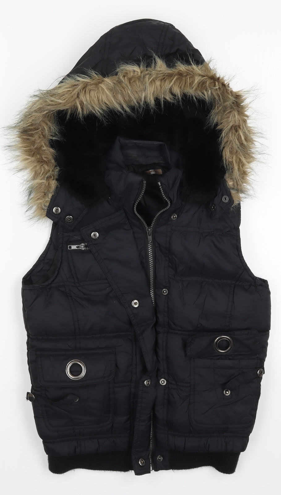 Evie Womens Black   Gilet Coat Size 8  Zip