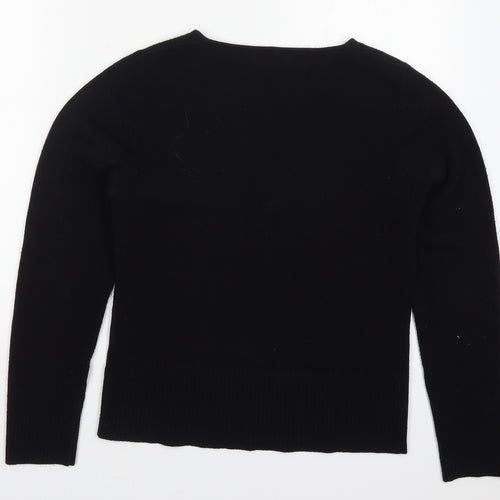Internacionale Womens Black V-Neck  Acrylic Pullover Jumper Size 14
