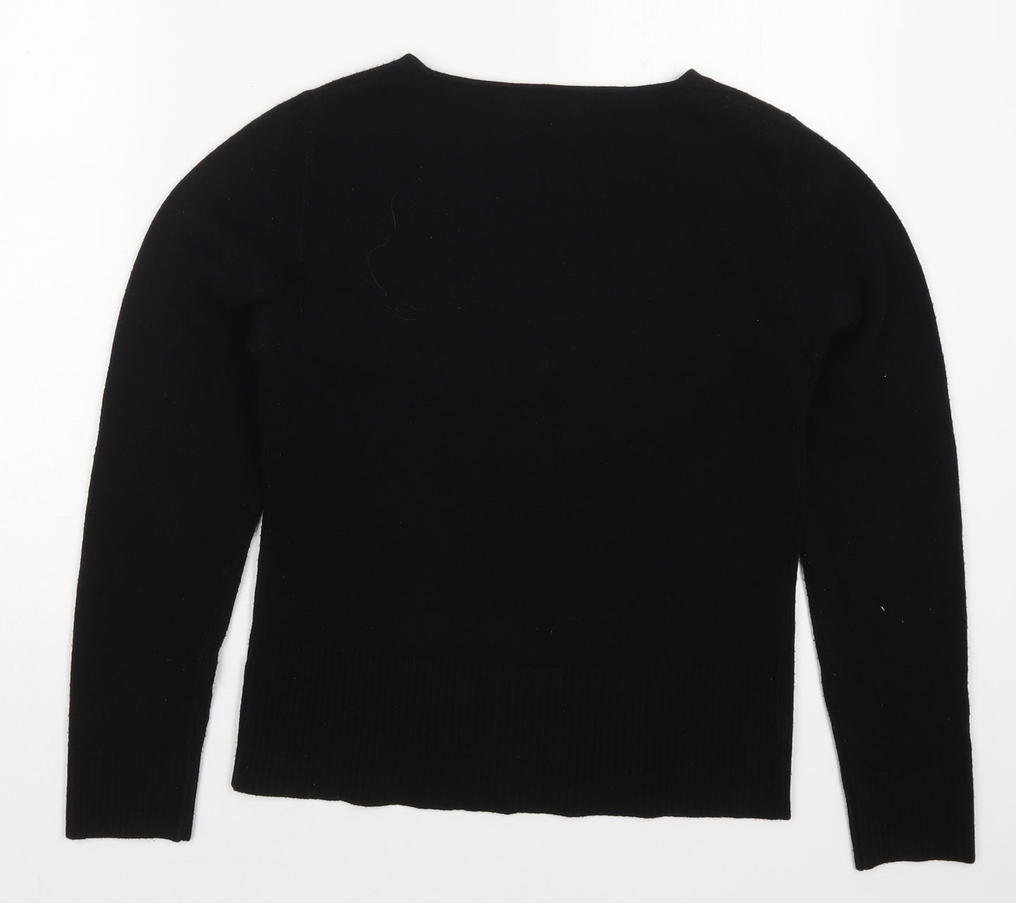 Internacionale Womens Black V-Neck  Acrylic Pullover Jumper Size 14