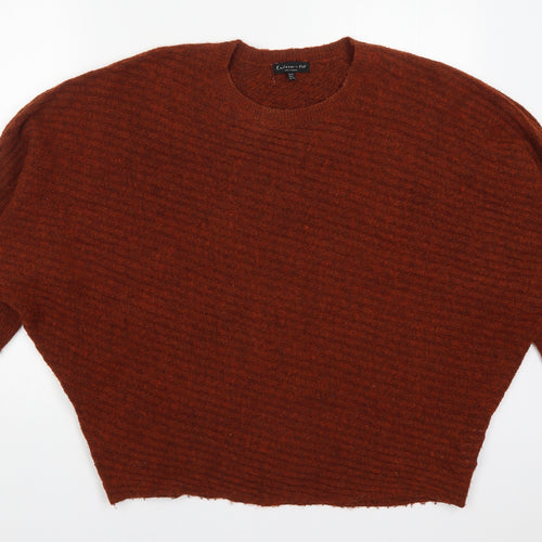 F&F Womens Brown Round Neck  Acrylic Pullover Jumper Size 12