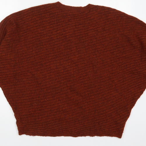 F&F Womens Brown Round Neck  Acrylic Pullover Jumper Size 12