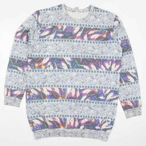 Hype Womens Grey Striped Polyester Pullover Sweatshirt Size 12  Pullover - Abstract