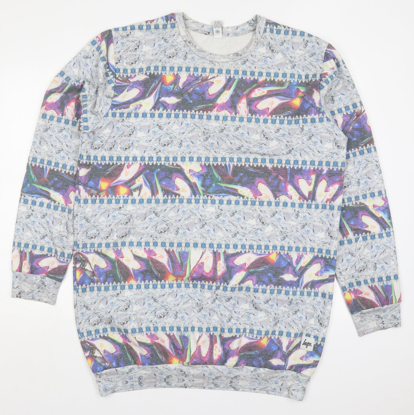 Hype Womens Grey Striped Polyester Pullover Sweatshirt Size 12  Pullover - Abstract