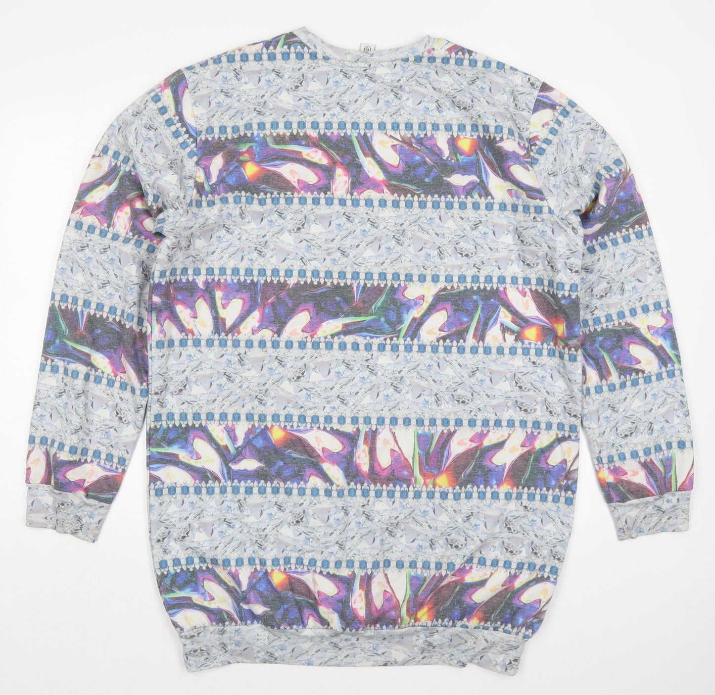 Hype Womens Grey Striped Polyester Pullover Sweatshirt Size 12  Pullover - Abstract
