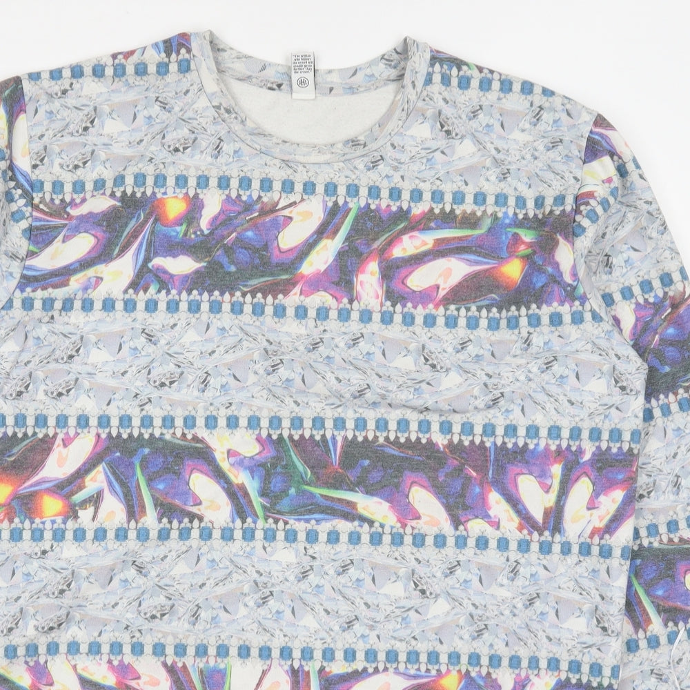 Hype Womens Grey Striped Polyester Pullover Sweatshirt Size 12  Pullover - Abstract