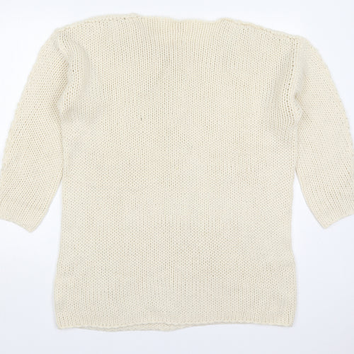 JCL Womens Beige Round Neck  Acrylic Pullover Jumper One Size
