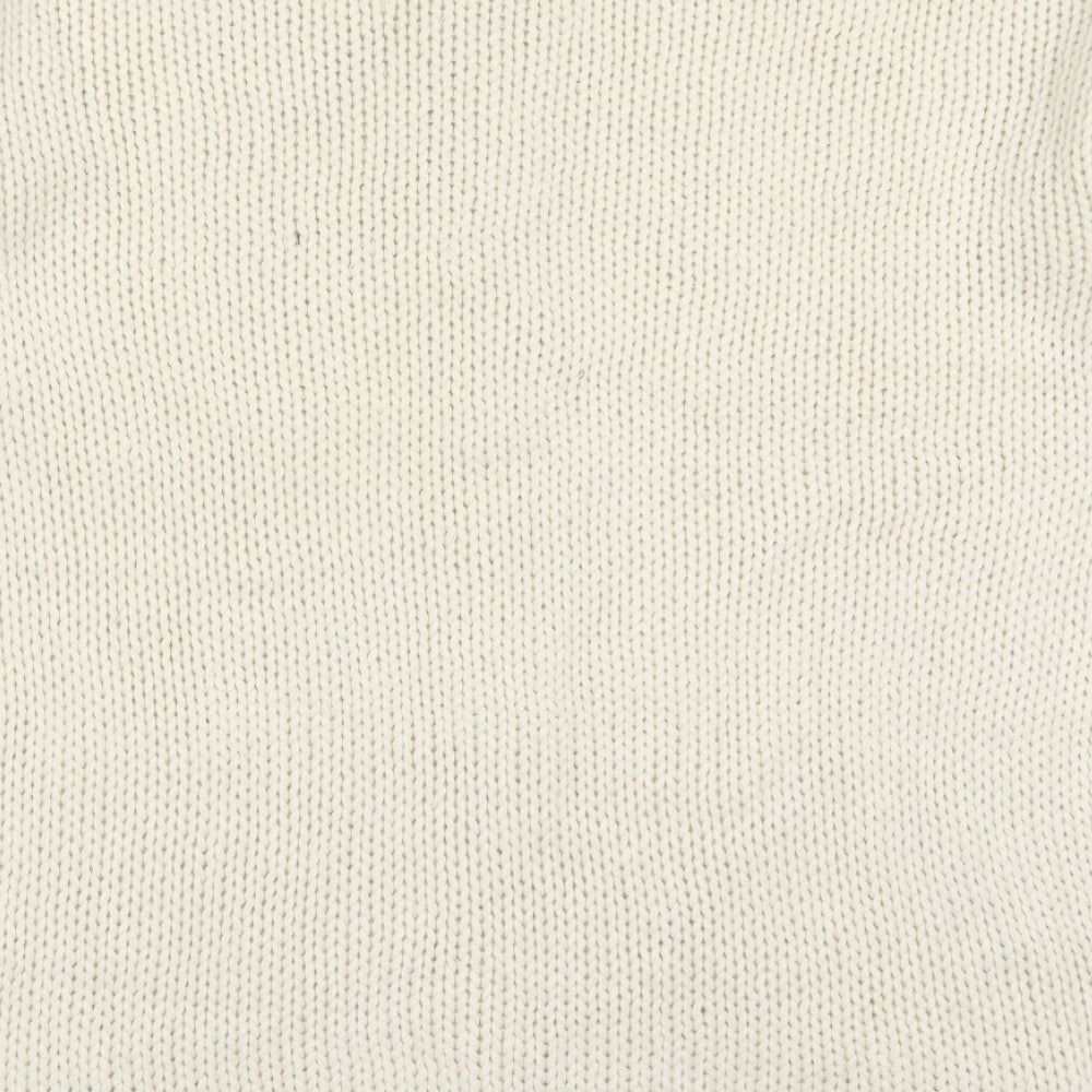 JCL Womens Beige Round Neck  Acrylic Pullover Jumper One Size