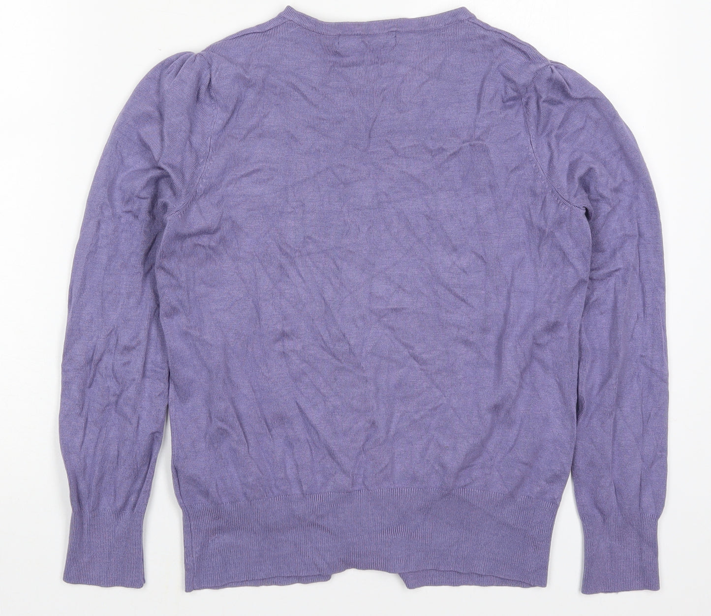 Marks and Spencer Womens Purple Round Neck  Viscose Cardigan Jumper Size 8