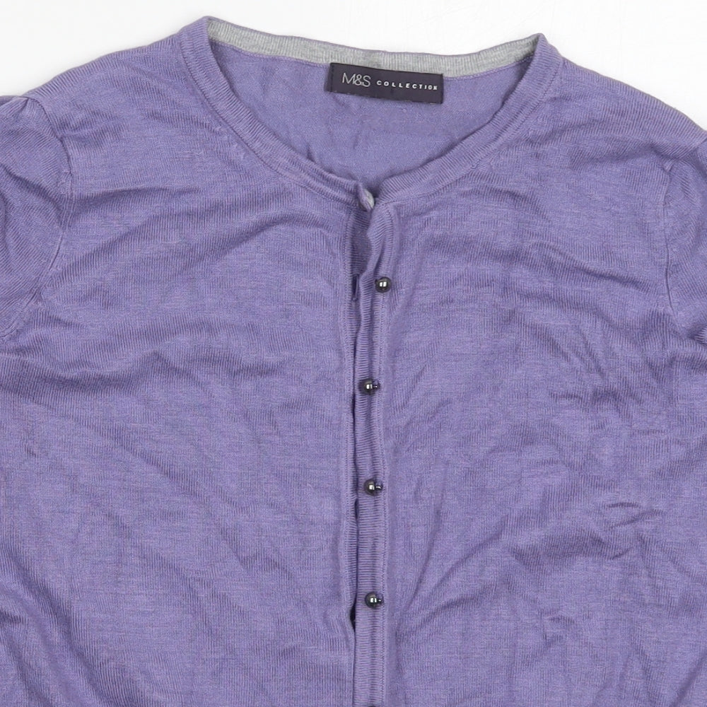Marks and Spencer Womens Purple Round Neck  Viscose Cardigan Jumper Size 8