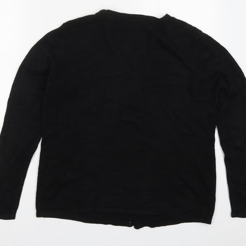 essence Womens Black V-Neck  Acrylic Cardigan Jumper Size 16