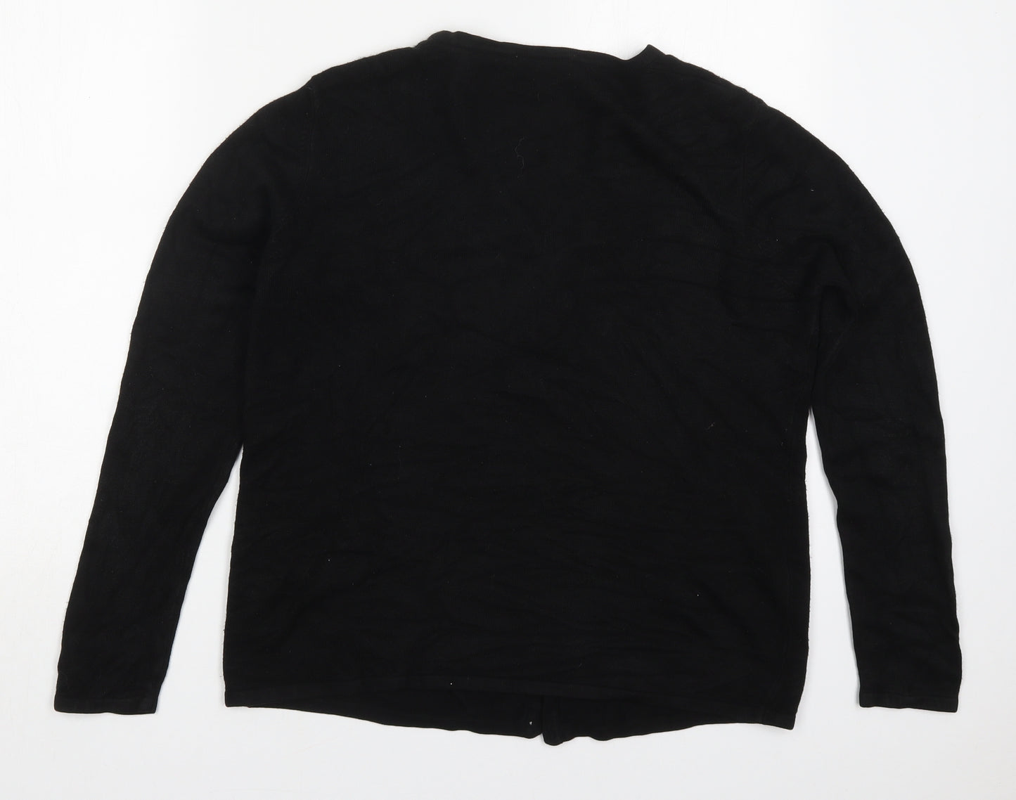 essence Womens Black V-Neck  Acrylic Cardigan Jumper Size 16