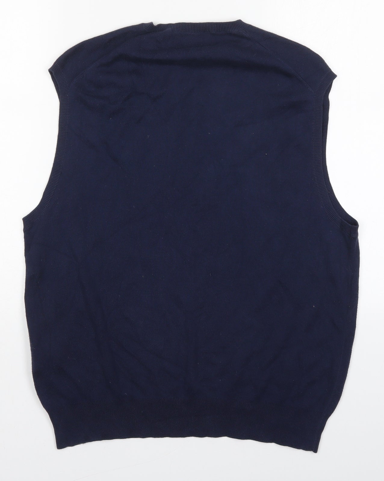 Ralph Lauren Mens Blue V-Neck  Cotton Vest Jumper Size L