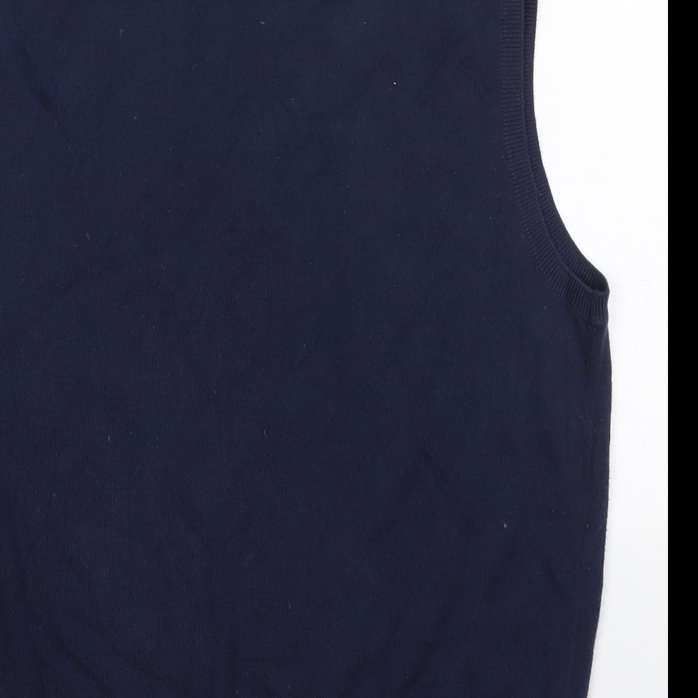 Ralph Lauren Mens Blue V-Neck  Cotton Vest Jumper Size L
