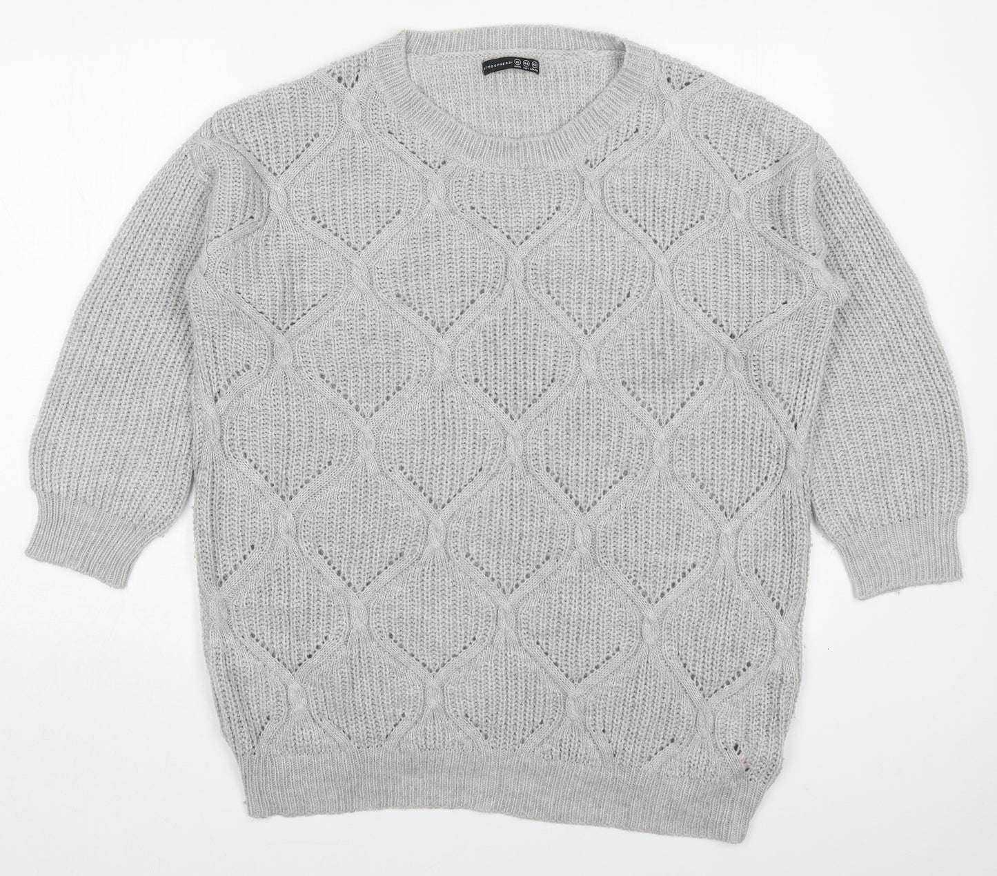 Atmosphere Womens Grey Round Neck  Acrylic Pullover Jumper Size 16