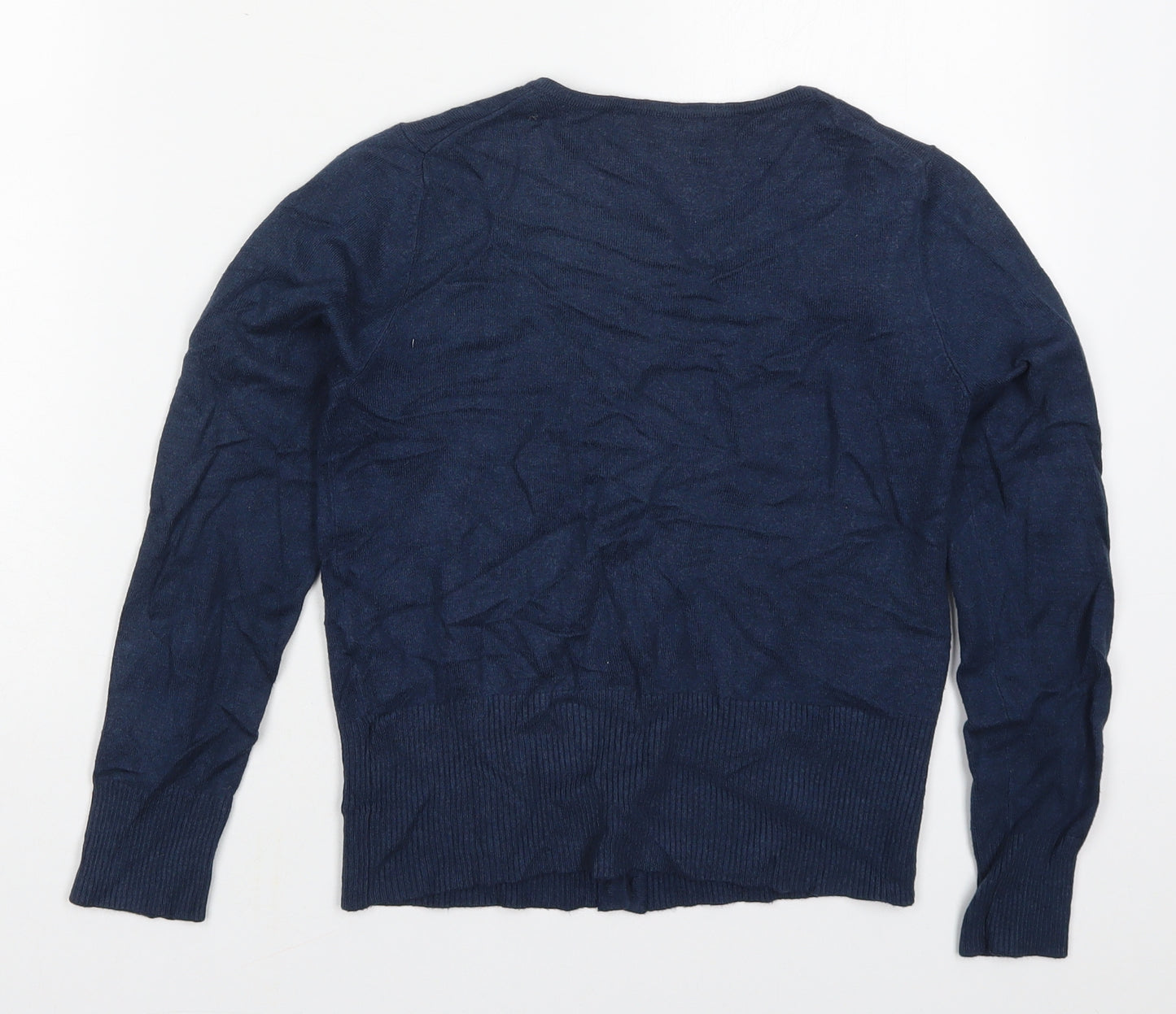 Marks and Spencer Womens Blue Round Neck  Viscose Cardigan Jumper Size 8