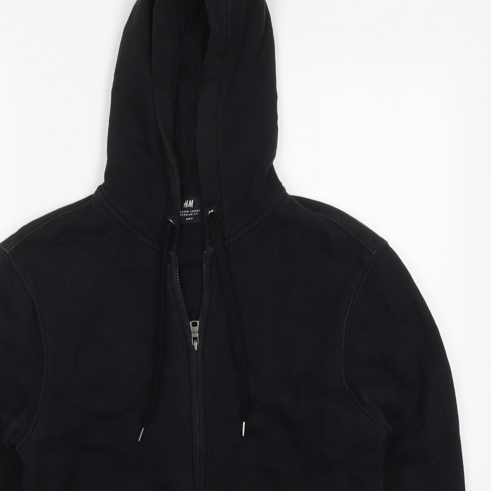 H&M Mens Black  Cotton Full Zip Hoodie Size S
