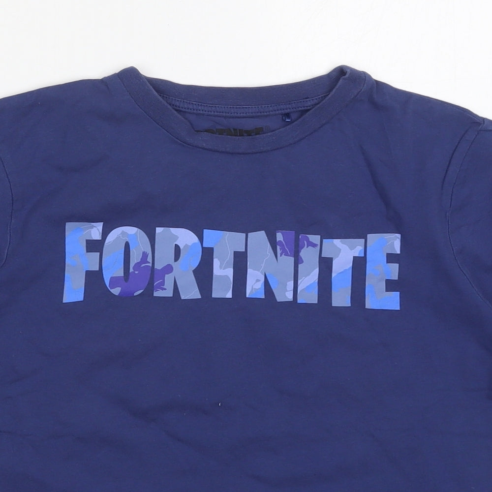 George Boys Blue  Cotton Basic T-Shirt Size M Crew Neck Pullover - Fortnite