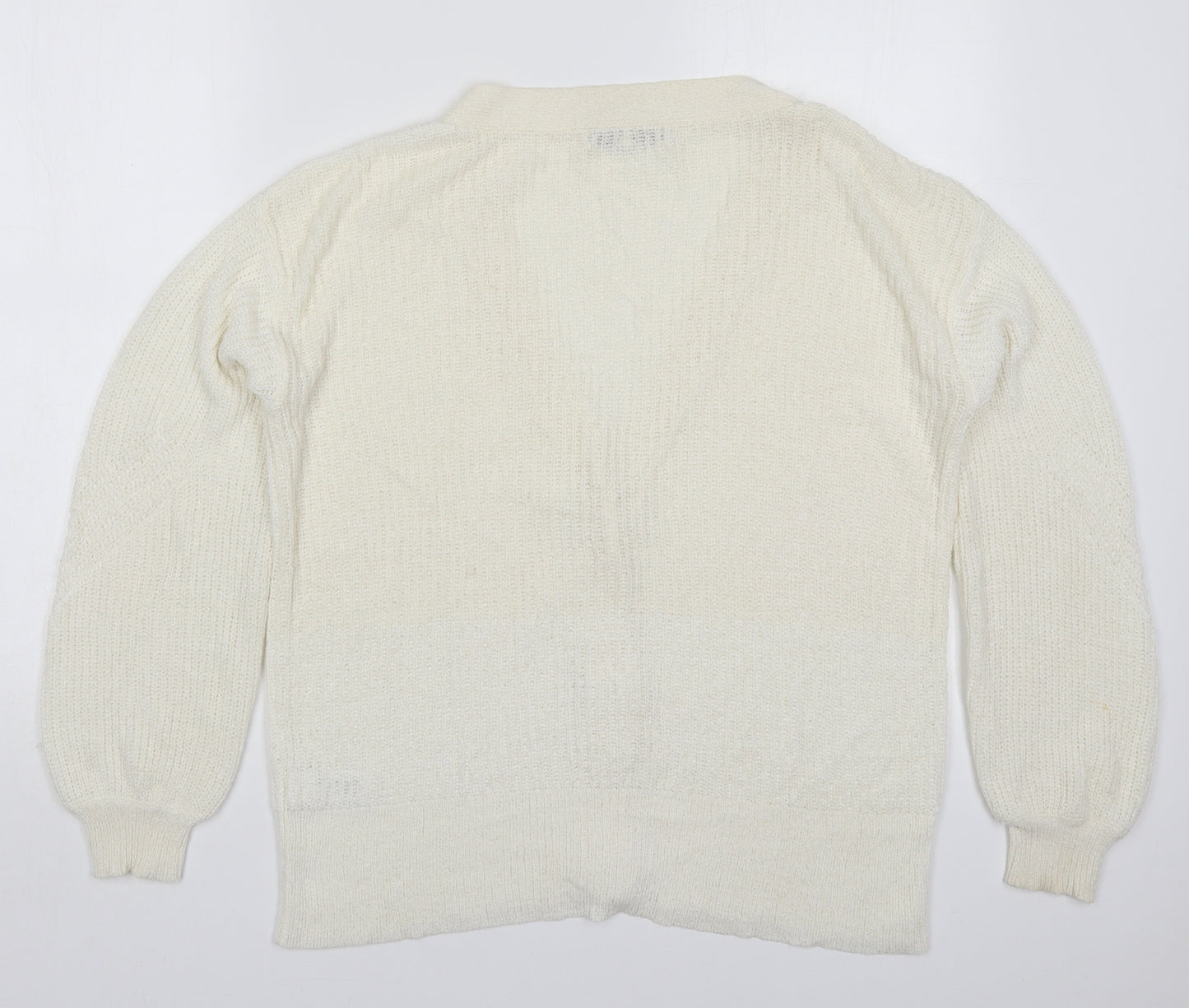 NEXT Womens Ivory V-Neck  Acrylic Cardigan Jumper Size S