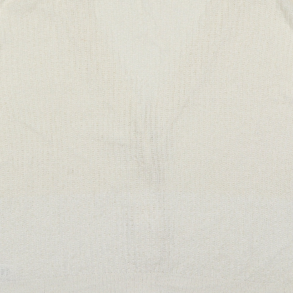 NEXT Womens Ivory V-Neck  Acrylic Cardigan Jumper Size S