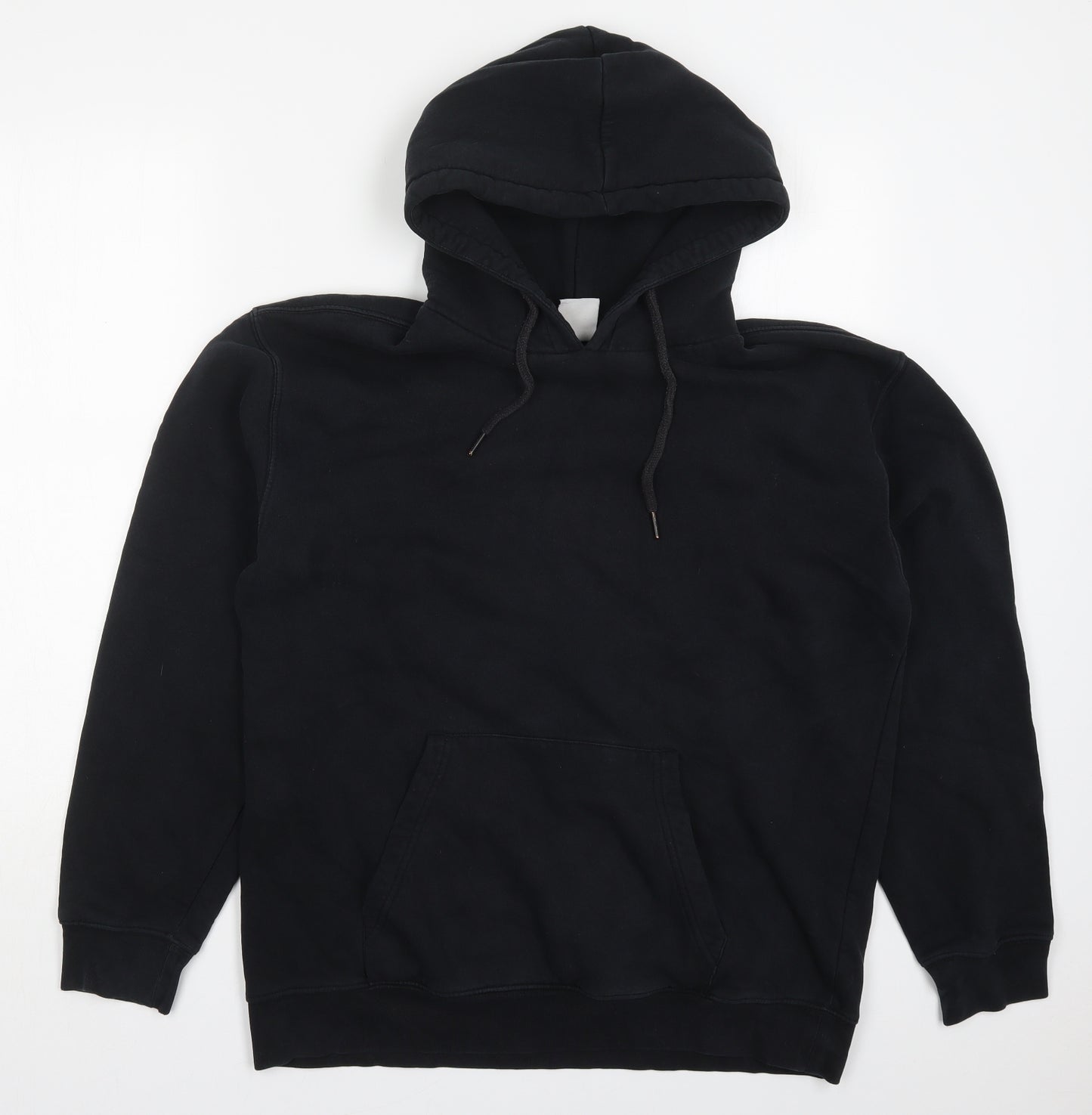 Zara Mens Black  Cotton Pullover Hoodie Size L