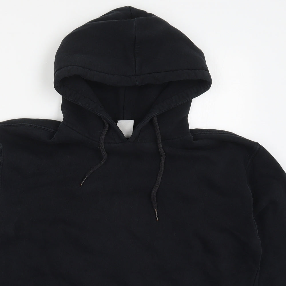 Zara Mens Black  Cotton Pullover Hoodie Size L