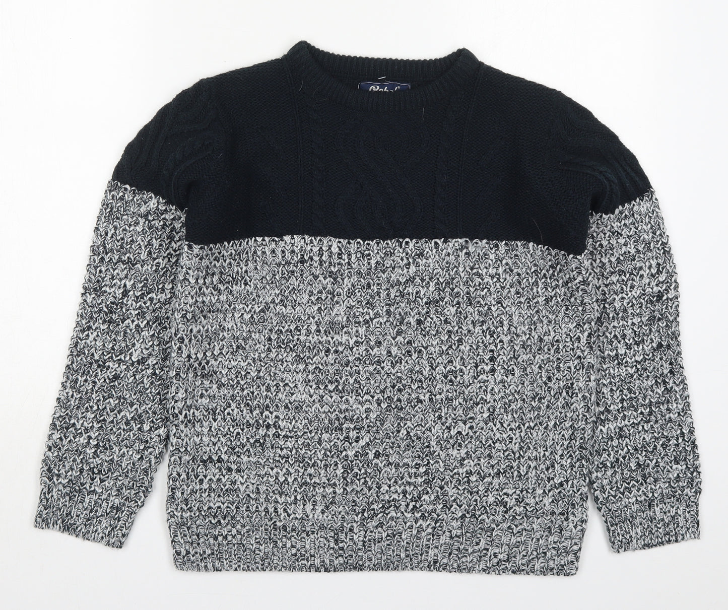 Primark Boys Grey Round Neck  Acrylic Pullover Jumper Size 12-13 Years  Pullover