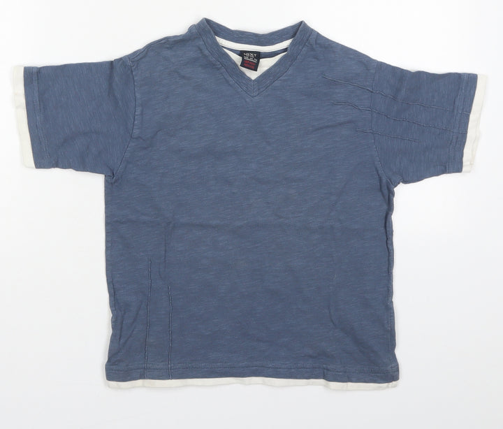 NEXT Boys Blue  Cotton Basic T-Shirt Size 5 Years V-Neck Pullover