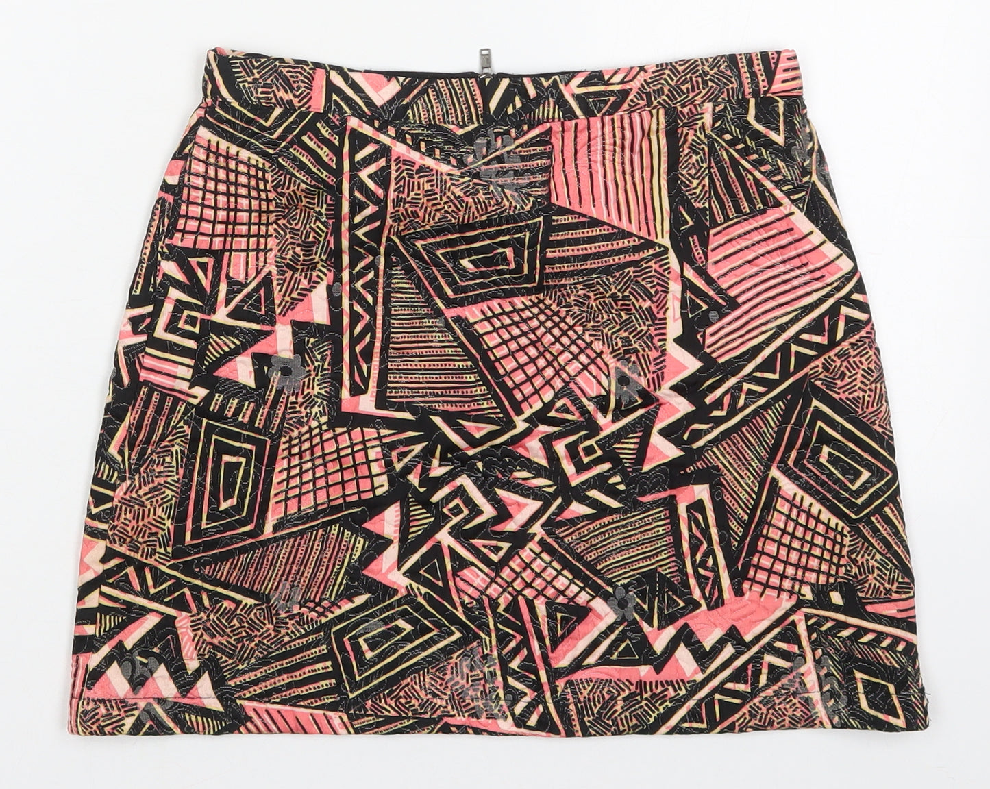 Topshop Womens Pink Geometric Cotton Mini Skirt Size 8   Zip