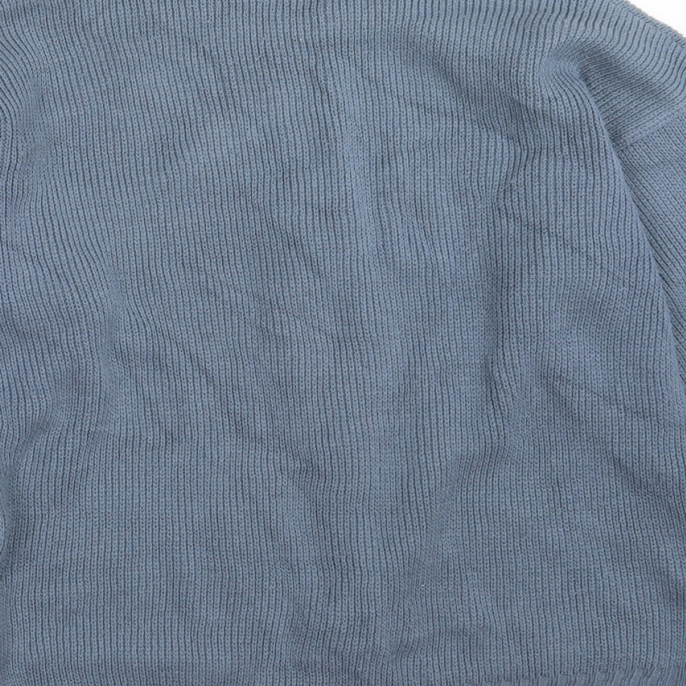 Premier Man Mens Blue V-Neck Argyle/Diamond Acrylic Full Zip Jumper Size S