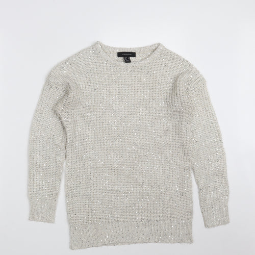 Atmosphere Womens White Round Neck  Acrylic Pullover Jumper Size 6