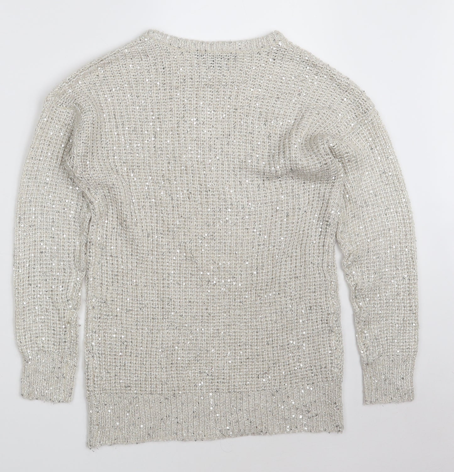Atmosphere Womens White Round Neck  Acrylic Pullover Jumper Size 6