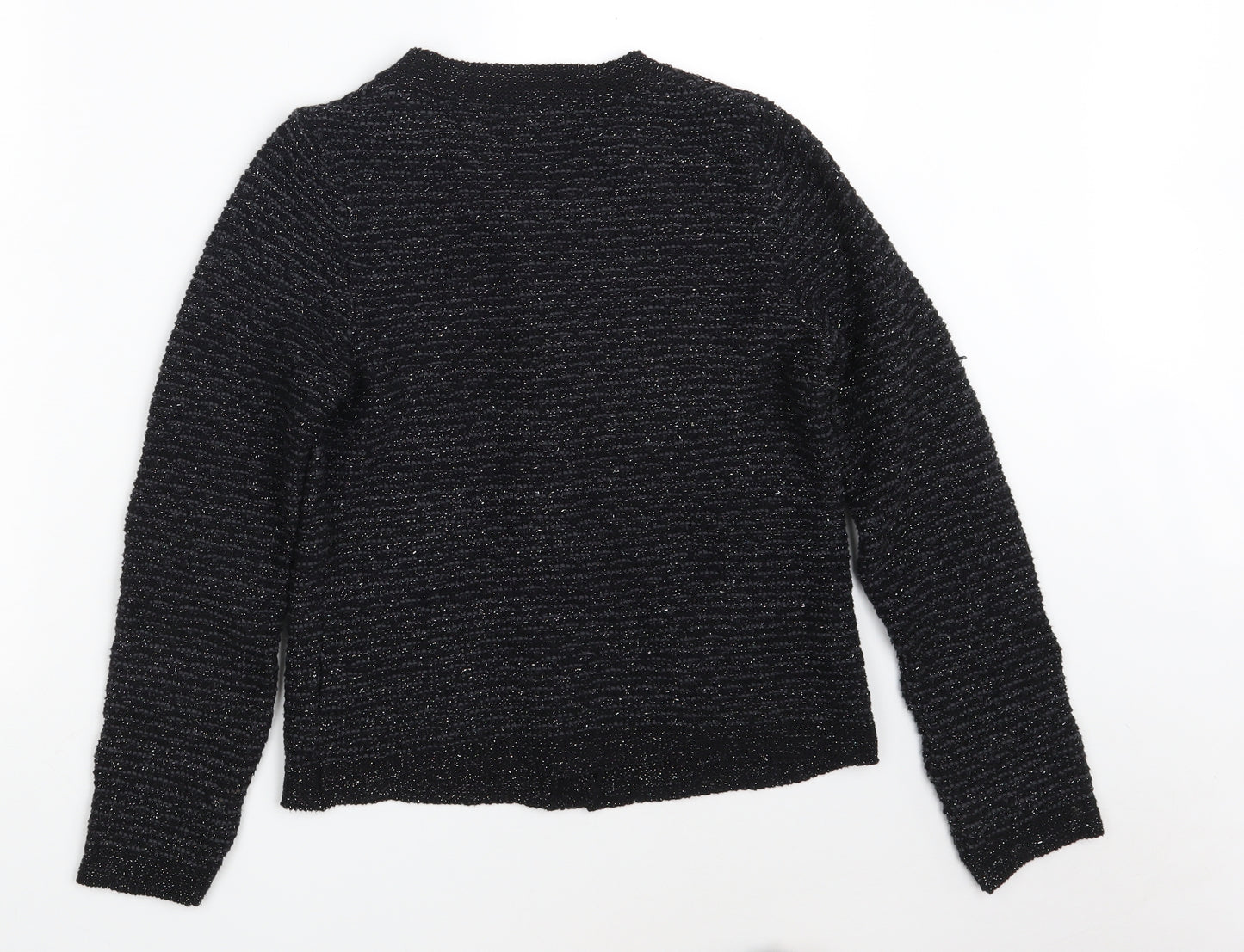 Marks and Spencer Womens Black Round Neck  Cotton Cardigan Jumper Size 8