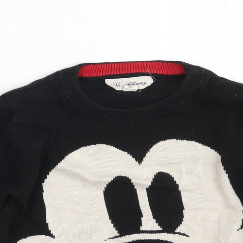Gap Girls Black Round Neck Animal Print Cotton Pullover Jumper Size 5 Years   - Disney
