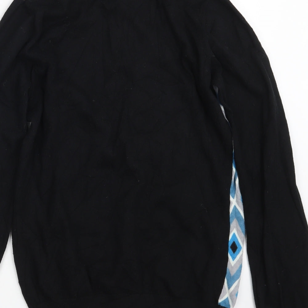 GOLFINO Womens Black High Neck Argyle/Diamond Cotton Pullover Jumper Size 14