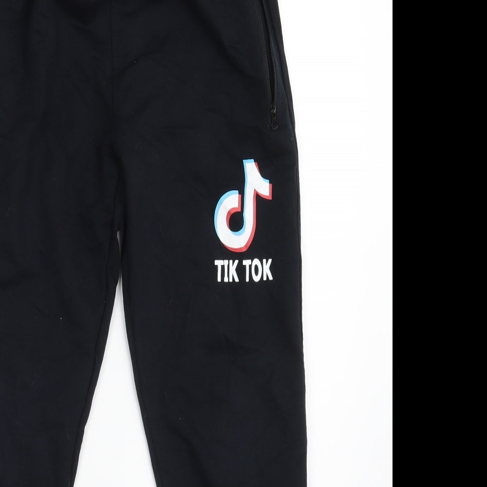 TikTok Girls Black  Cotton Jogger Trousers Size 13-14 Years L25 in Regular  - TikTok
