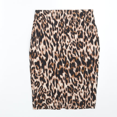 Atmosphere Womens Brown Animal Print Viscose A-Line Skirt Size 8   Zip